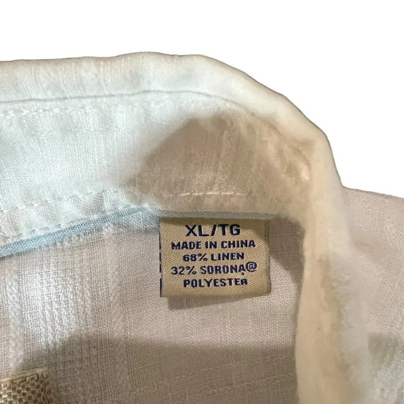 Tommy Bahama Monte Carlo Men's XL Linen‎ White Long Sleeve Button-Up Shirt - Picture 3 of 4